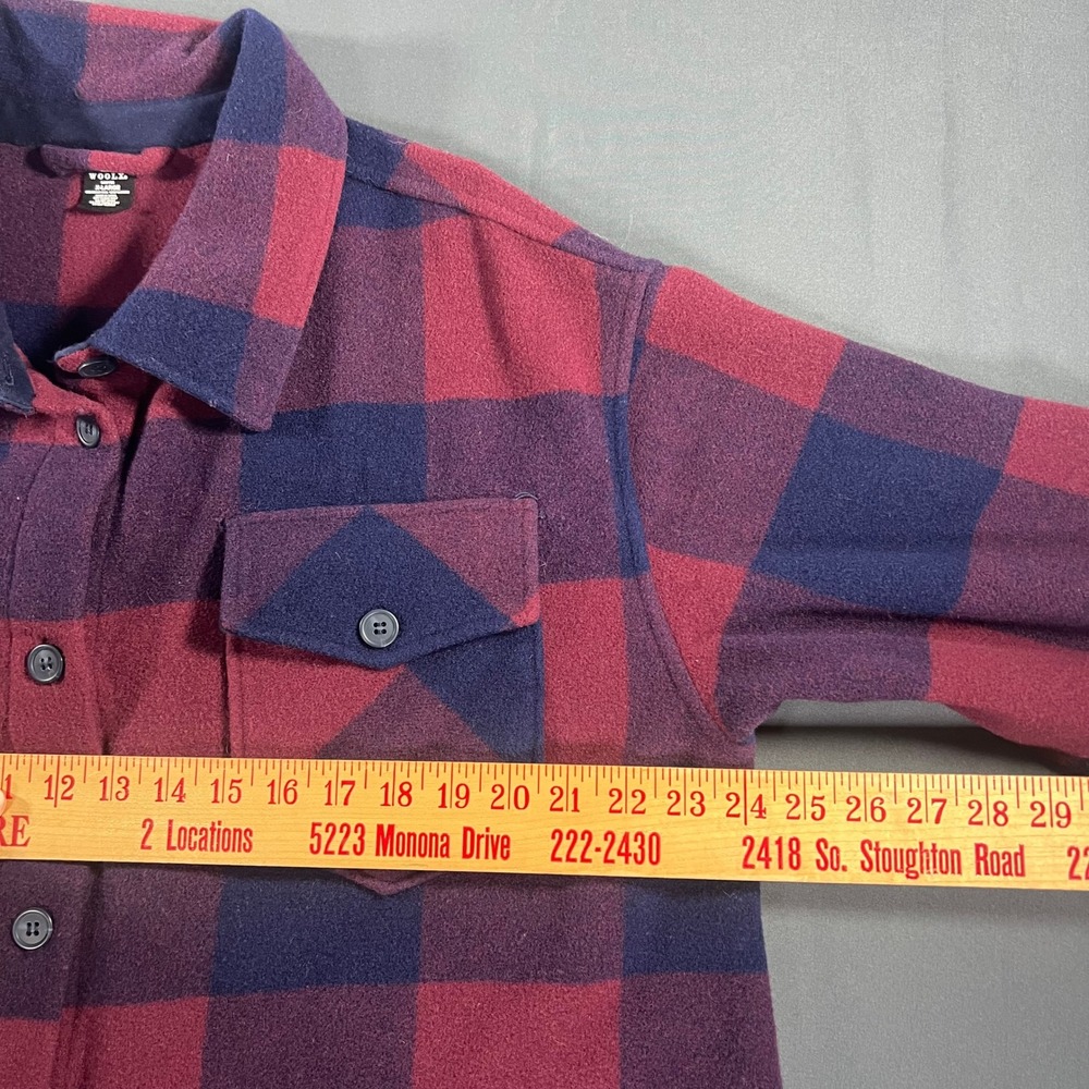 Woolx Sawyer Merino Wool Plaid Shirt Jacket Shacket Red Navy Blue Womens XL - Picture 5 of 7